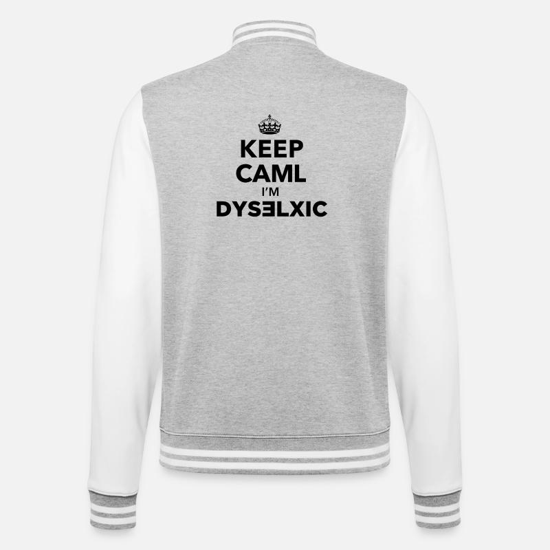 Keep Calm Dislexic - College-Sweatjacke - Grau meliert/Weiß