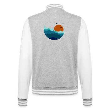 Waves Sunset - College Sweat Jacket - heather grey/white - Back - Marisol (170cm)
