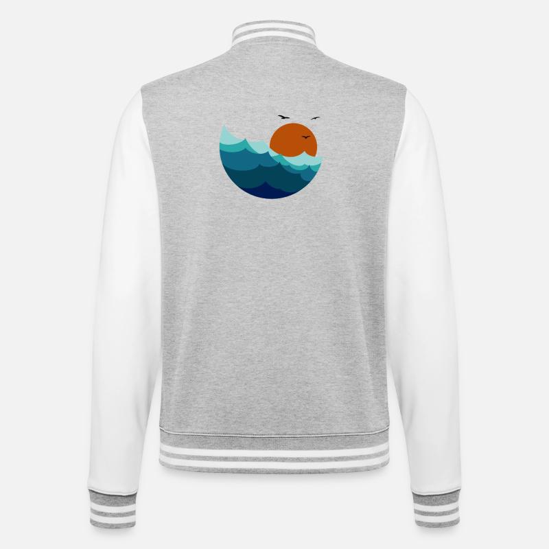 Vagues Coucher de soleil - Veste Teddy - gris chiné / blanc