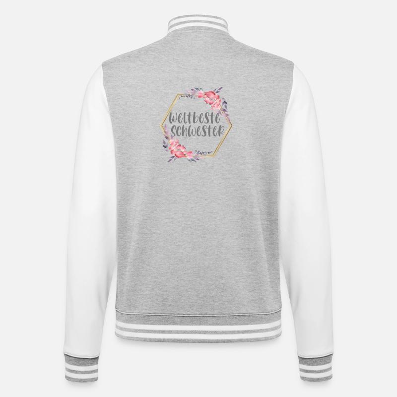 Weltbeste Schwester Schwesterherz Geschenk - College-Sweatjacke - Grau meliert/Weiß