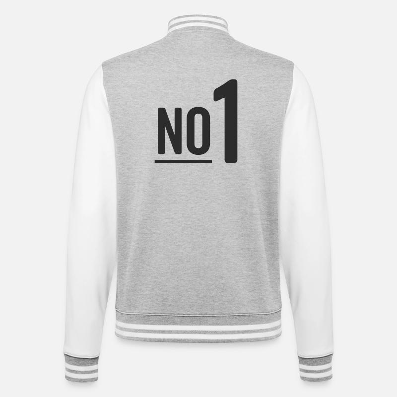 No 1 - College-Sweatjacke - Grau meliert/Weiß