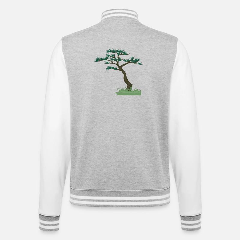 old tree | knorriger Baum - College-Sweatjacke - Grau meliert/Weiß