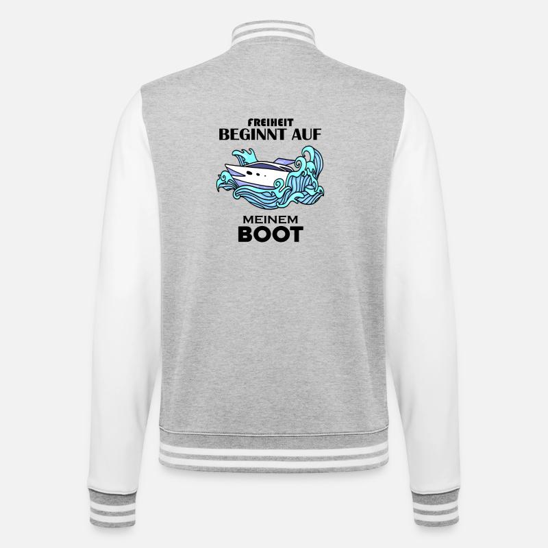 Boote Motorboot - College-Sweatjacke - Grau meliert/Weiß