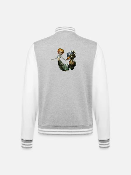 Die Freundschaft der Steampunk-Meerjungfrau - College-Sweatjacke - Grau meliert/Weiß