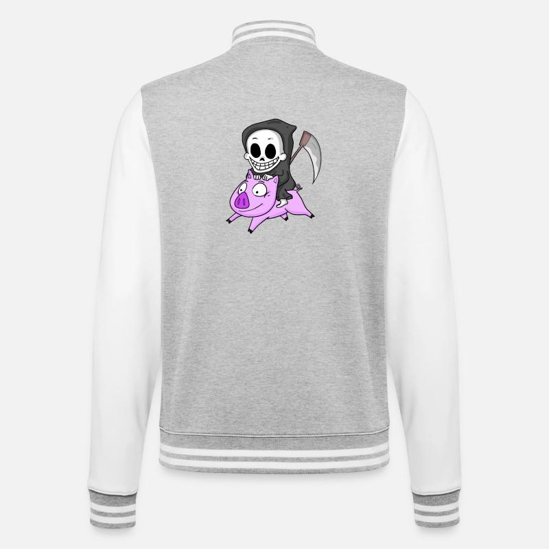 Grim Reaper Pig - College Sweat Jacket - heather grey/white