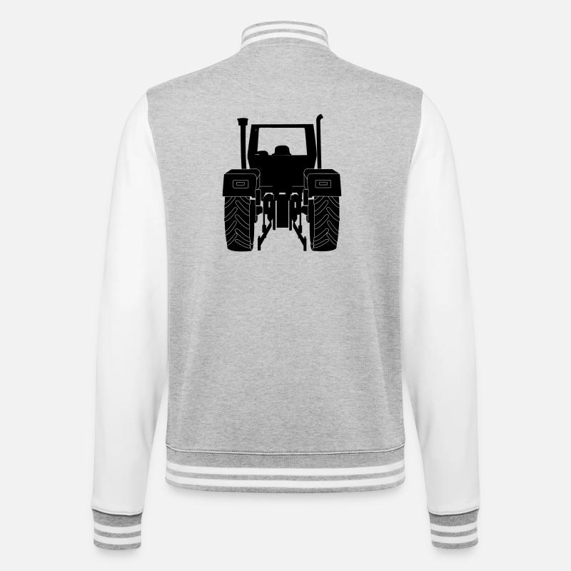 Ackerschlepper hinten - College-Sweatjacke - Grau meliert/Weiß