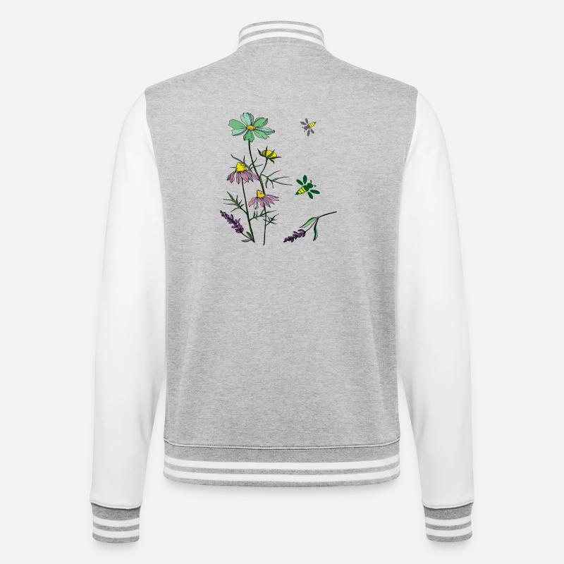 Abeilles, herbes, nature - Veste Teddy - gris chiné / blanc