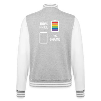 Mois de la fierté - 100% de fierté, 0% de honte - Veste Teddy - gris chiné / blanc - Dos - Marisol (170cm)