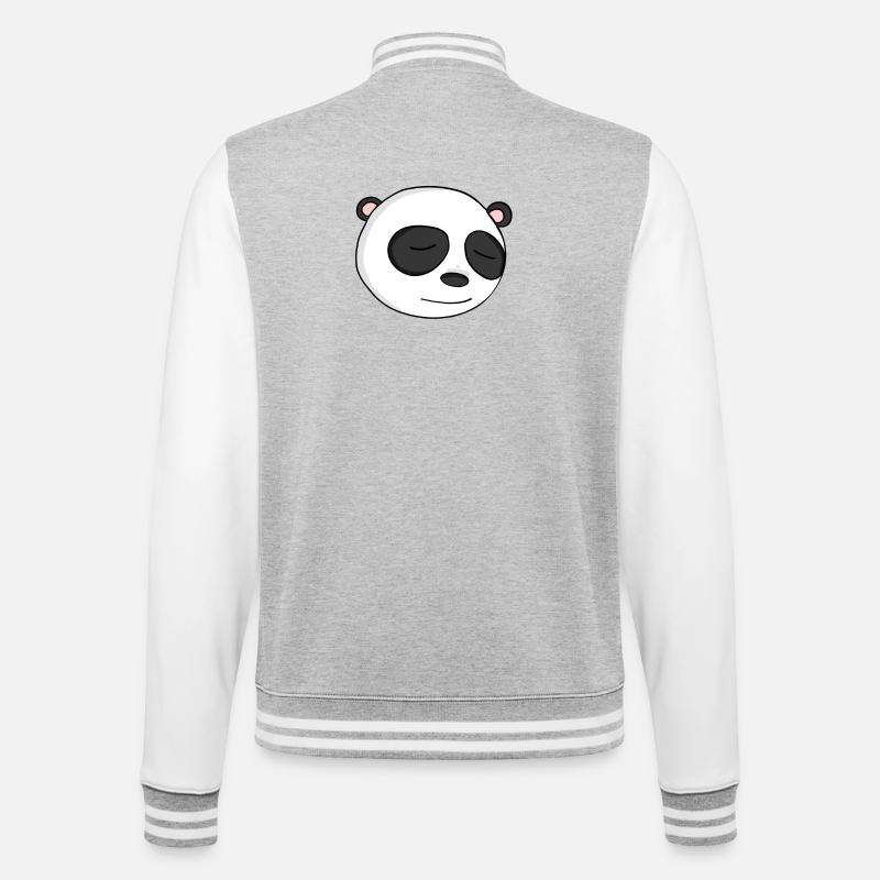 Panda Kopf - College-Sweatjacke - Grau meliert/Weiß