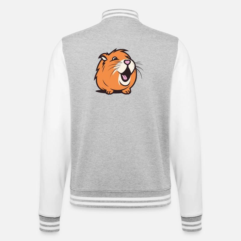 Capybara joyeux / Cobaye / Hamster – Cœur - Veste Teddy - gris chiné / blanc