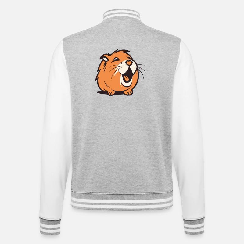 Cheerful Capybara / Guinea Pig / Hamster – Heart - College Sweat Jacket - heather grey/white
