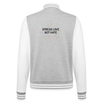 Pride Month - Spread Love Not Hate - College Sweat Jacket - heather grey/white - Back - Marisol (170cm)
