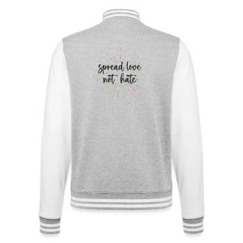 Pride Month - Spread Love Not Hate - College Sweat Jacket - heather grey/white - Back - Marisol (170cm)