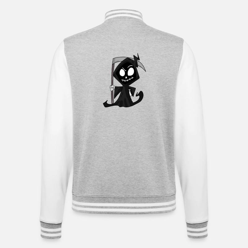 Faucheuse avec faux - Halloween - Veste Teddy - gris chiné / blanc