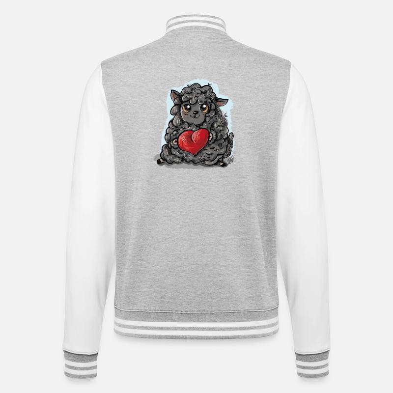 Schwarzes Schaaf - College-Sweatjacke - Grau meliert/Weiß