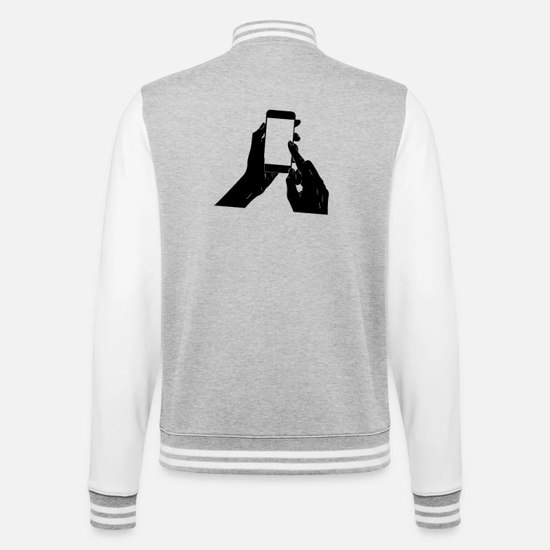 Smartphone dans vos mains - Veste Teddy - gris chiné / blanc