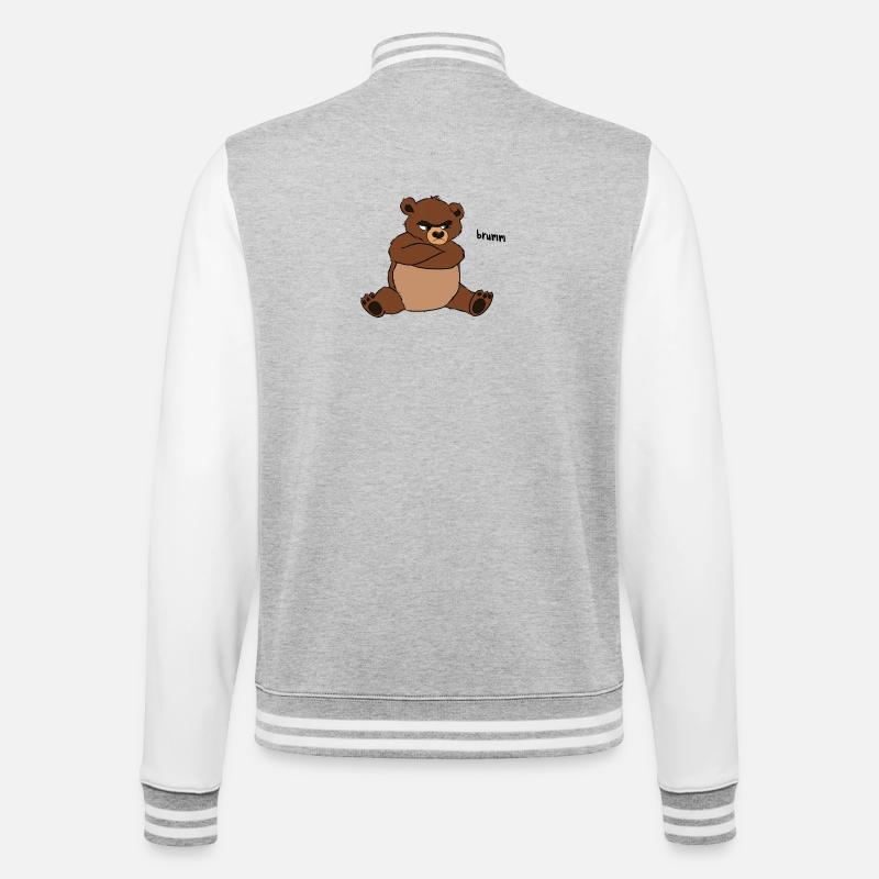 Brummbär - College-Sweatjacke - Grau meliert/Weiß