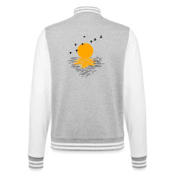 Wildgänse Kraniche Frühling - College-Sweatjacke - Grau meliert/Weiß - Hinten - Marisol (170cm)