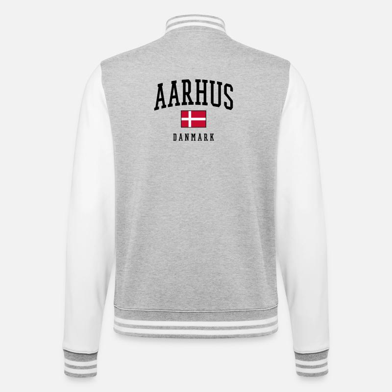 AARHUS DANMARK – Dänemark Flagge Design - College-Sweatjacke - Grau meliert/Weiß