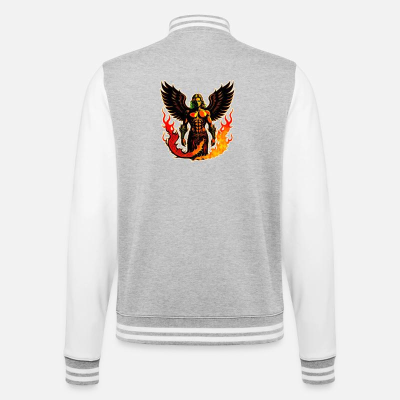 Engel in Feuer - College-Sweatjacke - Grau meliert/Weiß