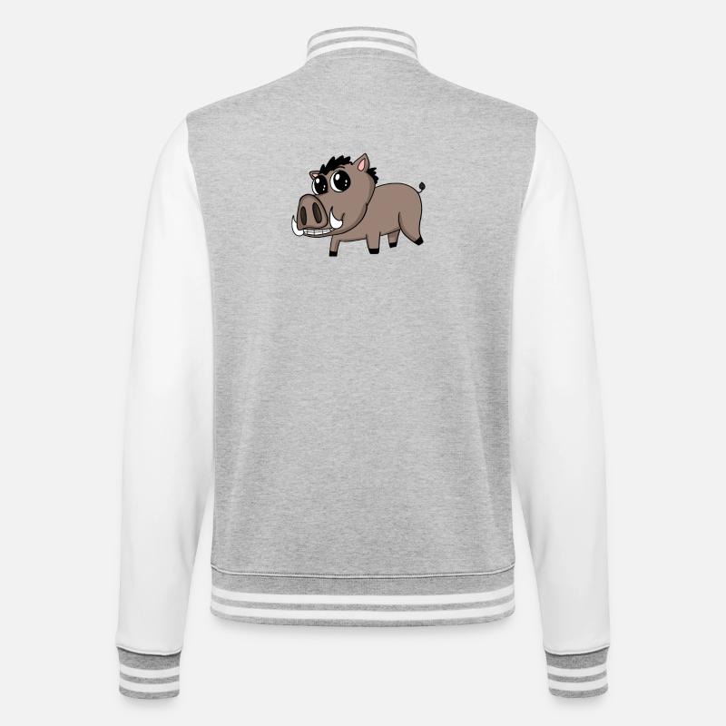 Sanglier - Cochon - Gibier - Veste Teddy - gris chiné / blanc