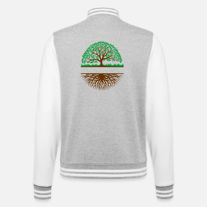 Tree with roots banner 3 - College Sweat Jacket - heather grey/white