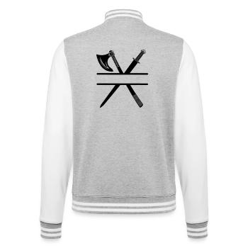Wikinger Axt Schwert - College-Sweatjacke - Grau meliert/Weiß - Hinten - Marisol (170cm)