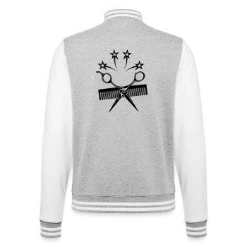 Star ciseaux peigne coiffeur - Veste Teddy - gris chiné / blanc - Dos - Marisol (170cm)