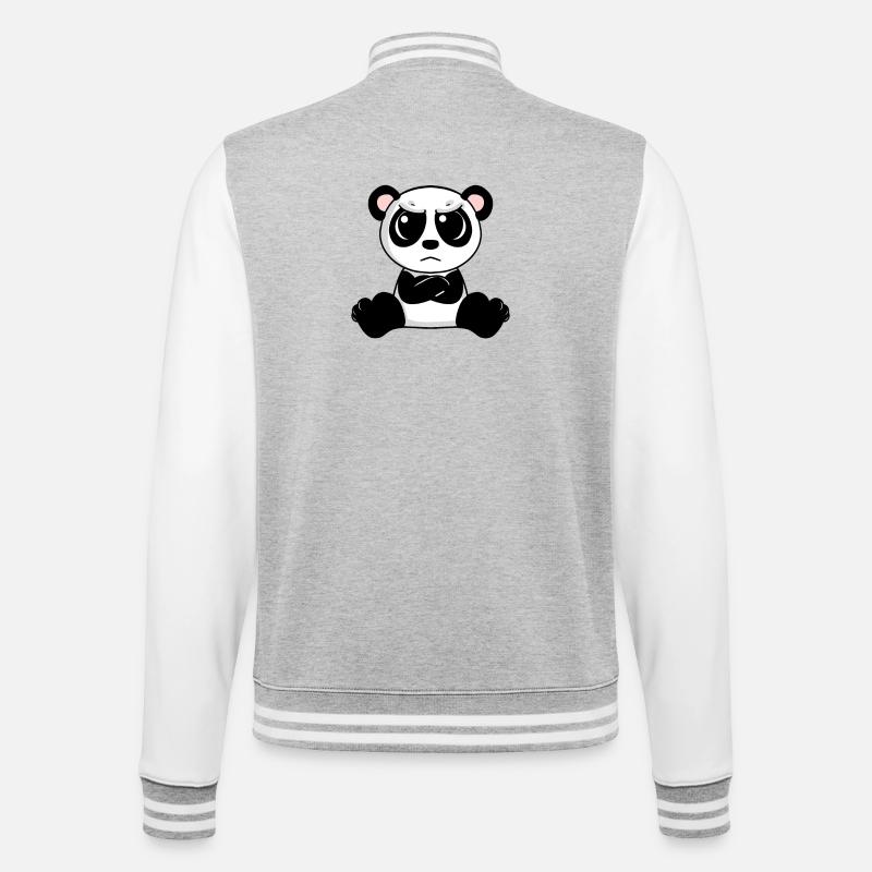 Panda en colère - Veste Teddy - gris chiné / blanc