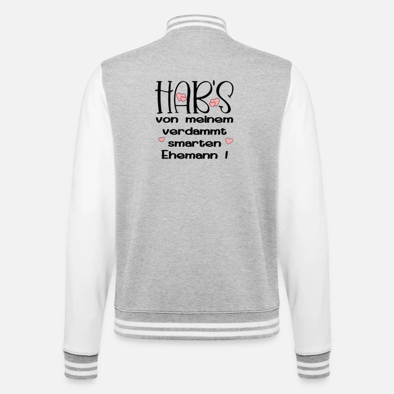 EHEPARTNER SPRÜCHE - SMARTER EHEMANN - HUMOR - College-Sweatjacke - Grau meliert/Weiß