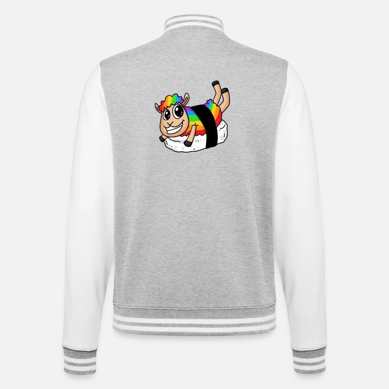 Mouton Sushi Arc-en-ciel - Veste Teddy - gris chiné / blanc