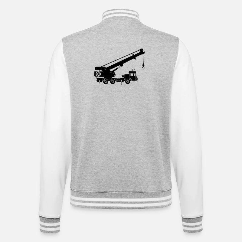 Kranwagen oder Abschleppwagen - College-Sweatjacke - Grau meliert/Weiß