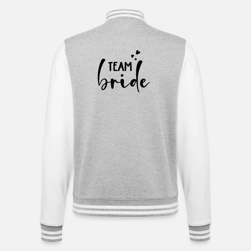Team Bride Personalisierbar - College-Sweatjacke - Grau meliert/Weiß