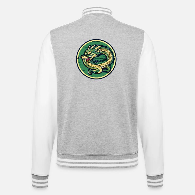 Dragon Crest Circle Patch - College-Sweatjacke - Grau meliert/Weiß