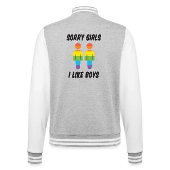 Sorry Girls I Like Boys - College Sweat Jacket - heather grey/white - Back - Marisol (170cm)