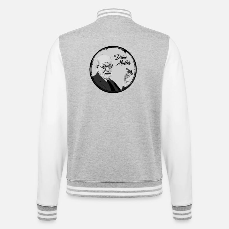 Deine Mutter Freud - College-Sweatjacke - Grau meliert/Weiß