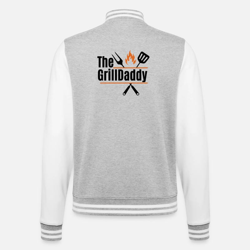 The GrillDaddy - Design Barbecue pour Papa - Veste Teddy - gris chiné / blanc