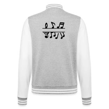 Musiknoten mit Musiktastentextbanner - College-Sweatjacke - Grau meliert/Weiß - Hinten - Marisol (170cm)