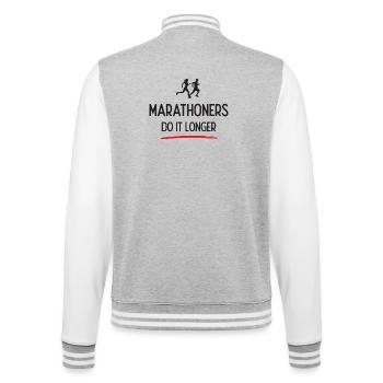 Marathonläufer machen es länger - College-Sweatjacke - Grau meliert/Weiß - Hinten - Marisol (170cm)