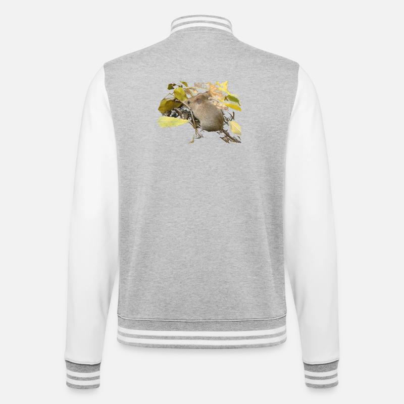 Souris dans le feuillage - Veste Teddy - gris chiné / blanc