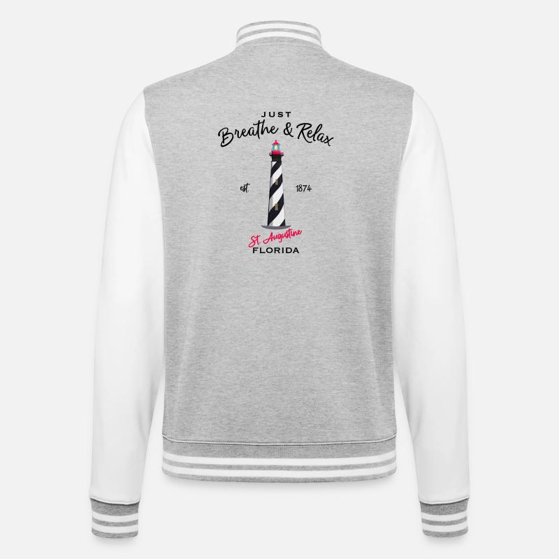 Florida, Leuchtturm St. Augustine - College-Sweatjacke - Grau meliert/Weiß