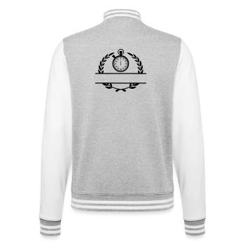 Minuten-Stoppuhr - College-Sweatjacke - Grau meliert/Weiß - Hinten - Marisol (170cm)