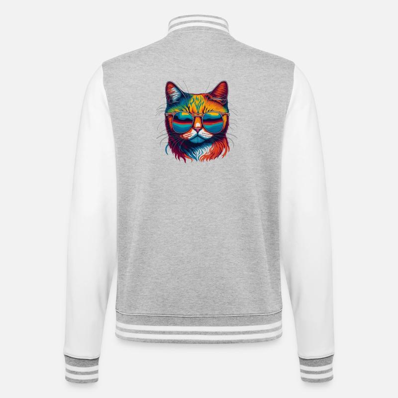 Cool Cat - College-Sweatjacke - Grau meliert/Weiß