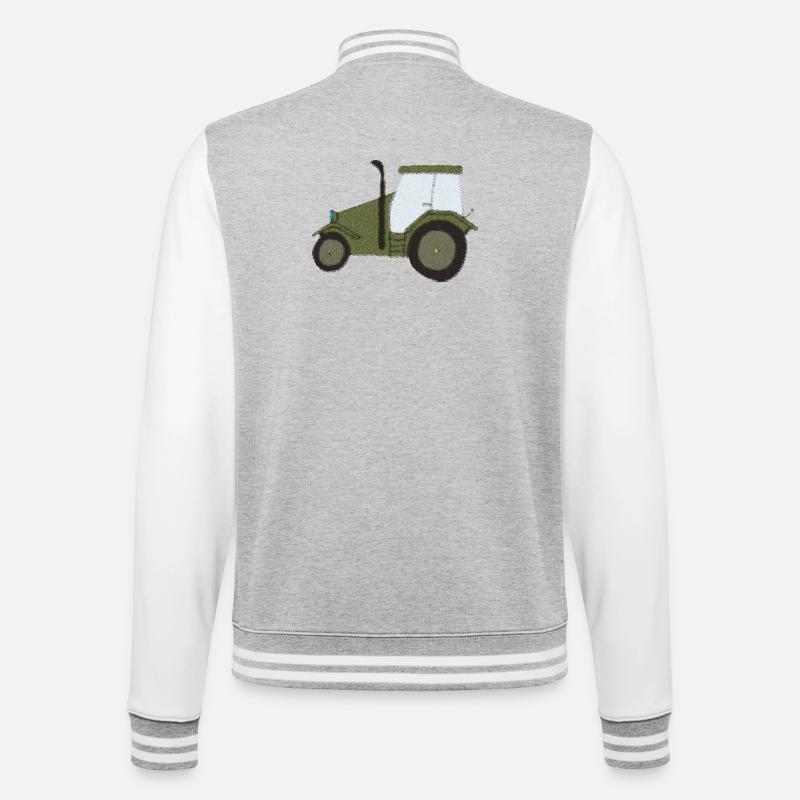 Tracteur Oldtimer Impressionnisme - Veste Teddy - gris chiné / blanc