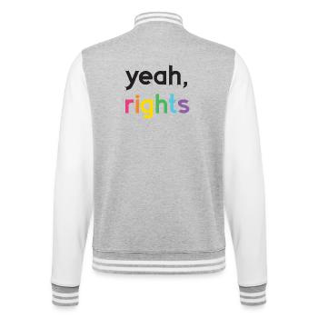 Pride Month LGBT - Yeah, Rights - College Sweat Jacket - heather grey/white - Back - Marisol (170cm)