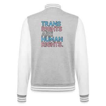 Pride Month LGBT - Trans Rights Are Human Rights - College Sweat Jacket - heather grey/white - Back - Marisol (170cm)