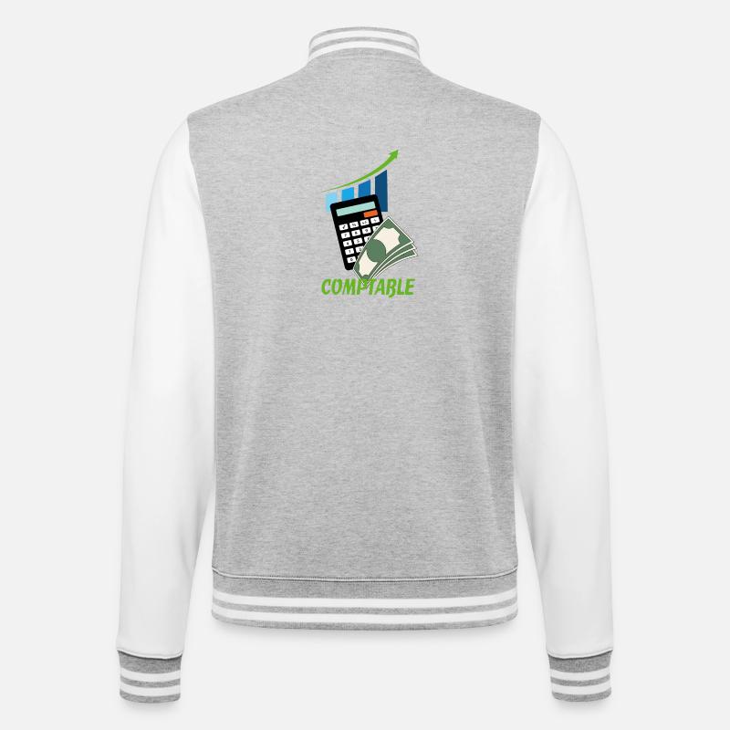 Buchhalter - College-Sweatjacke - Grau meliert/Weiß