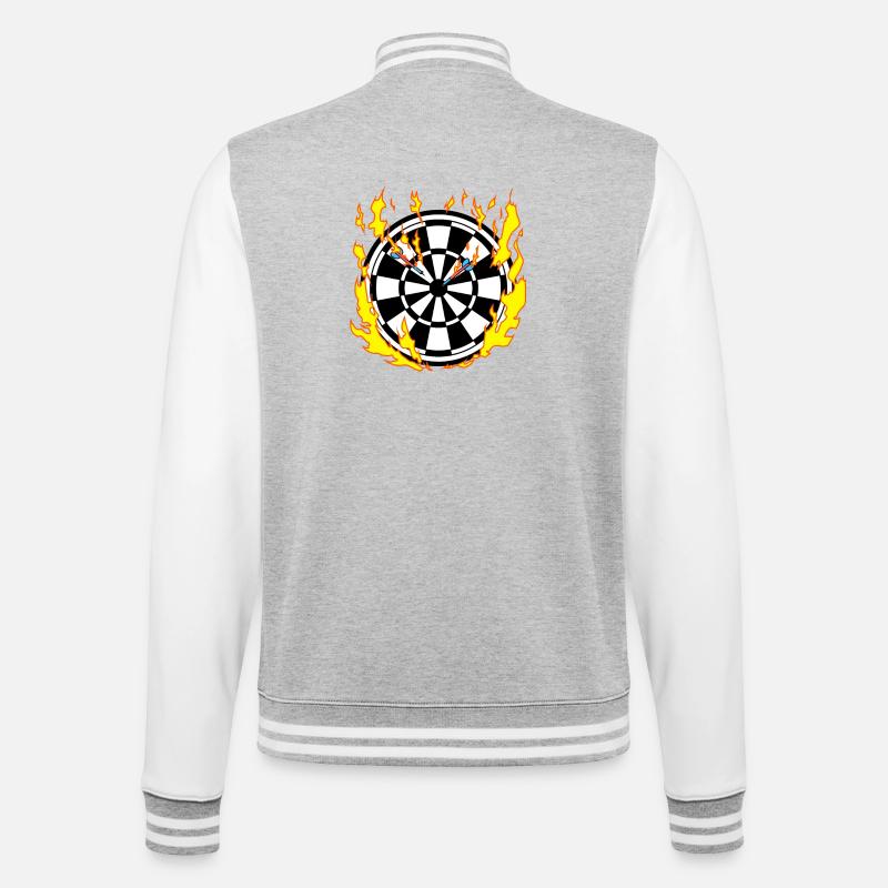Dartboard in Flames - Dart Player - College Sweat Jacket - heather grey/white