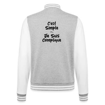 C'est Simple Mais Je suis Compliqué - Veste Teddy - gris chiné / blanc - Dos - Marisol (170cm)