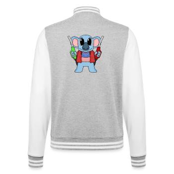 Tankwart Koala Tankstelle - College-Sweatjacke - Grau meliert/Weiß - Hinten - Marisol (170cm)